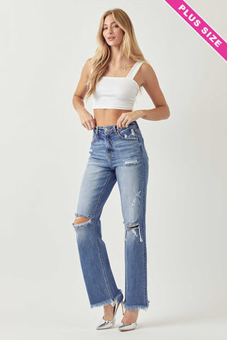 PLUS HIGH RISE STRAIGHT JEANS