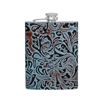 Mountain Trail Flask in Hand-tooled Leather Flask