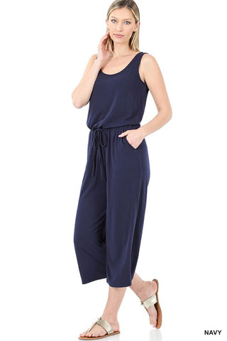 Plus Sleeveless Jumpsuit with Pockets