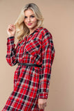 T25660 Long Sleeve Plaid Woven Shacket