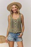 SLEEVELESS KNIT BUTTON VEST TOP- LET4539