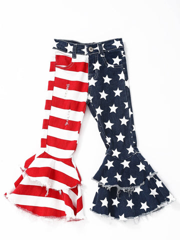 Kids Girls Stars and Stripes Patriotic Jeans