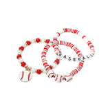 Baseball Charm Letter Beaded Stretch Multi Layered Bracelets