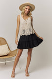 SLEEVELESS KNIT BUTTON VEST TOP- LET4539