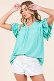 AIRFLOW RUFFLE SLEEVE BLOUSE