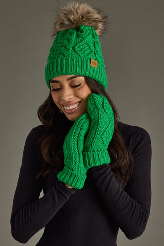 Hat & Knit Mittens Set