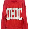 Ohio Lettering Print Rib Textured Pullover