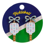 Bow Floral Pickleball Paddle Dangle Earrings