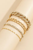 Rhinestone * 4pcs Adjustable Chain Bracelet Sets | One size