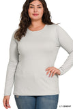 Plus Brushed Microfiber Long Sleeve Round Neck Tee