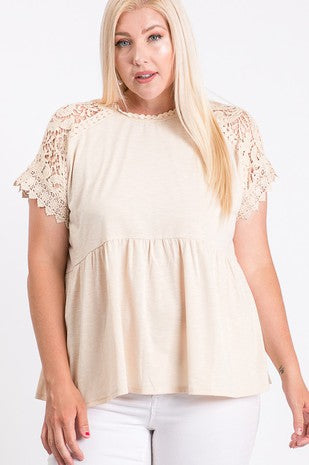 Plus Taupe Babydoll Blouse