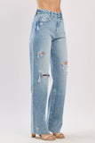 DISTRESSED HIGH RISE RIGID VINTAGE STRAIGHT