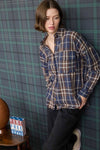 PLAID BUTTON DOWN POCKET DETAIL LONG SLEEVE SHIRT