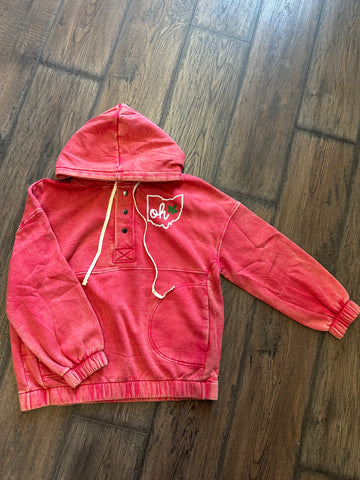 Block State oh Leaf 3 button pullover