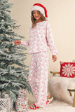 Christmas  Santa Claus Striped Print  Lounge Set | S-XL