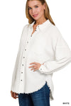 DOUBLE GAUZE OVERSIZED RAW EDGE SHIRT