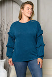 Ruffle Accented Sleeve Plus Size Knit Top