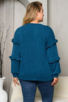 Ruffle Accented Sleeve Plus Size Knit Top