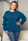 Ruffle Accented Sleeve Plus Size Knit Top