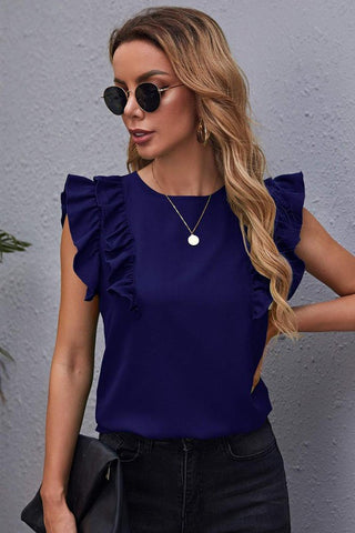 RUFFLE ARMHOLE SOLID TOP