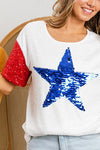 SEQUIN STAR PATTERN AND SLEEVE TOP