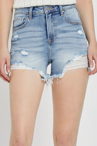 LIGHT HIGH RISE DISTRESSED SHORTS