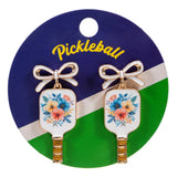 Bow Floral Pickleball Paddle Dangle Earrings