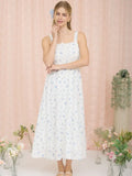 Floral Stripe Clip Dot Sleeveless Maxi Dress