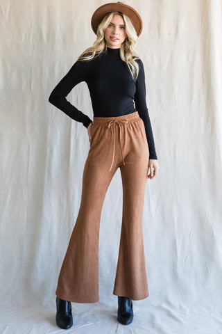 Fake Suede Flared Pants