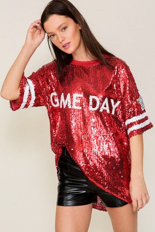 Game Day Sequin Over Sized Top