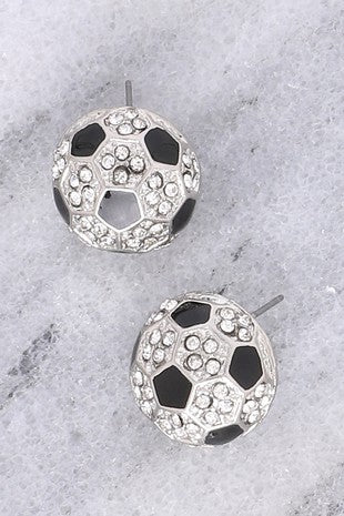 Sparkly Soccer Ball Stud Earrings