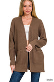 Low Gauge Waffle Open Cardigan Sweater