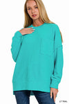 ZENANA BRUSHED MELANGE DROP SHOULDER OVERSIZED SWEATER