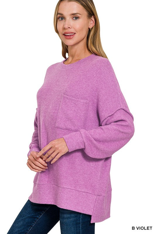♡ ひな Door Buster! Zenana Round Neck Pullover Middle Seam Top