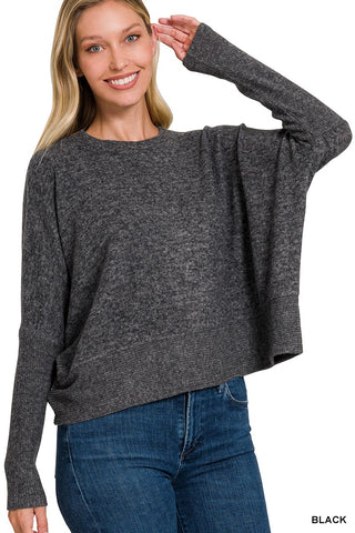 Brushed Melange Hacci Dolman Sleeve Sweater