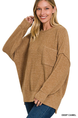 PLUS BRUSHED MELANGE DROP SHOULDER OVERSIZED SWEATER