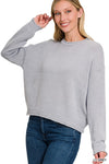 Cotton Round Neck Basic Sweater Crop