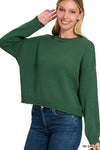 Cotton Round Neck Basic Sweater Crop