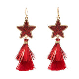 Glitter Star w/ Tinsel Tassel Earrings
