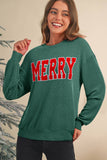 Ribbed Merry Letter Christmas Graphic Top | S-4X