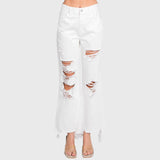 P770VXF-WHT DISTRESSED HIGH RISE RIGID CROPPED FLARE JEANS