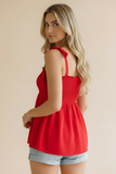 Square Neck Smocked Tie Shoulder Babydoll