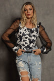 Animal Printed Organza Mix Match Top
