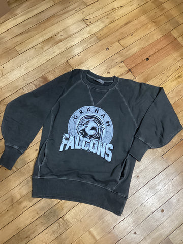 Distressed Circle Graham Falcons Crewneck