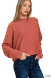 HIGH NECK DROP SHOULDER SLEEVE SWEATER
