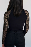 Leopard Mesh Patchwork Knit Long Sleeve Top |  S-XL