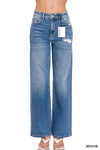 High Waist Straight Leg Medium Wash Denim Pants