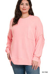 ZENANA PLUS BRUSHED MELANGE DROP SHOULDER SWEATER