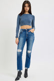 HIGH RISE CROP STRAIGHT JEANS