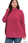 ZENANA PLUS BRUSHED MELANGE HACCI TURTLENECK SWEATER